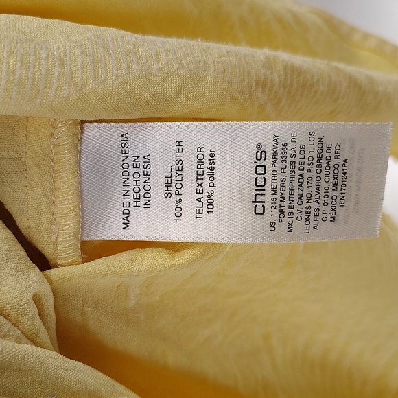 Chico's Pullover Yellow Blouse Size 12 Applique Stripe Ruffle Sleeve - Picture 4 of 7